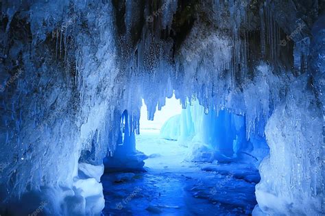 Premium Photo | Ice cave winter frozen nature background landscape