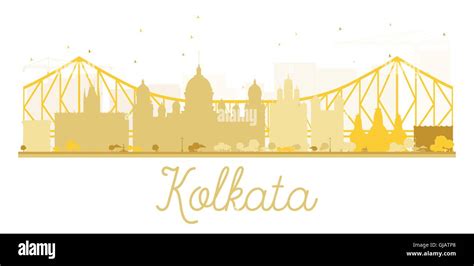 Kolkata City skyline golden silhouette. Vector illustration. Simple flat concept for tourism ...