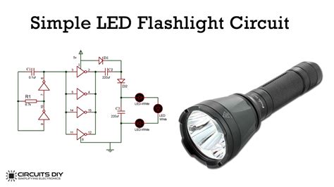 Simple Flashlight LED Torch Circuit using CD4049 IC