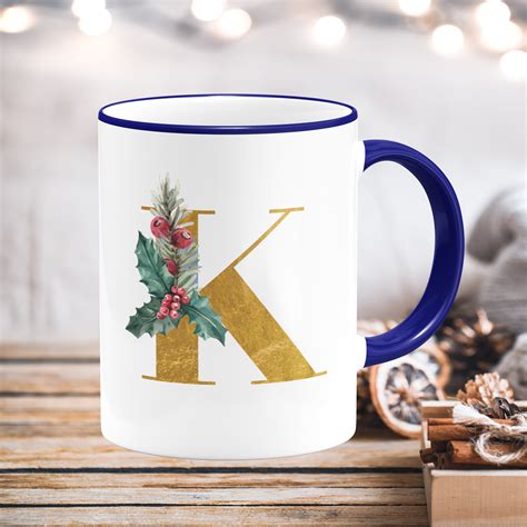 Personalized Christmas Mug Initial Mug Holiday coffee mug | Etsy