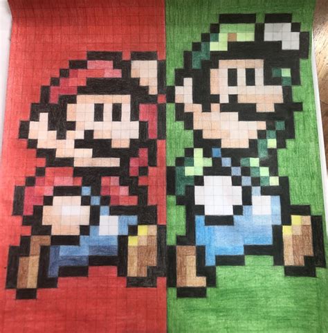 Pixel Mario and Luigi | Mario and luigi, Drawings, Character