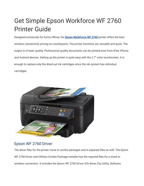 PPT - Get Simple Epson Workforce WF 2760 Printer Guide PowerPoint Presentation - ID:11142939