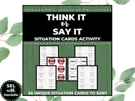 PRINTABLE Think It or Say It Situation Card Game SOCIAL FILTER - Etsy