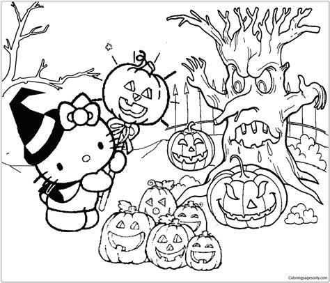 Scary Hello Kitty Halloween Coloring Pages Coloring Pages