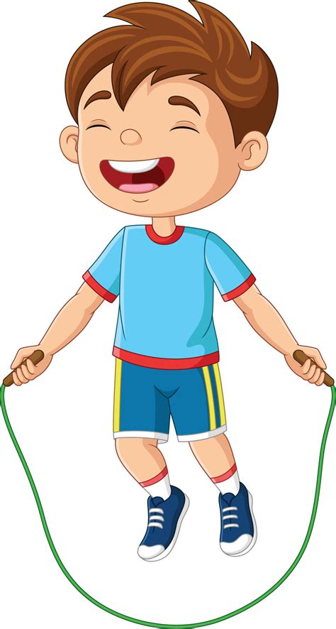 Cartoon little boy playing jumping rope 15220243 Vector Art at Vecteezy