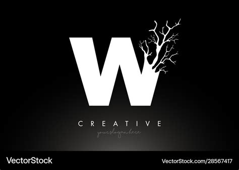 Letter w design logo with creative tree branch Vector Image