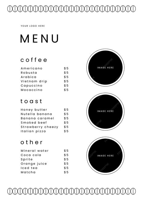 Premium Vector | Minimalist coffee shop menu design template