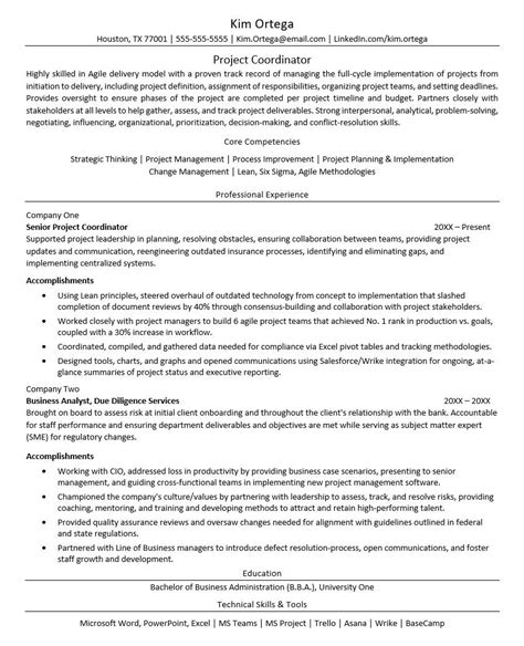 Project Coordinator Resume | Monster.com