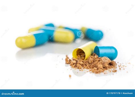 Close-up Of Opened Medicine Capsule Revealing Powder Active Drugs Ingredients Stock Photo ...