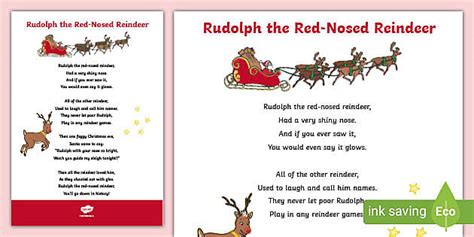 Rudolph the Red Nosed Reindeer Song Lyrics (Teacher-Made)