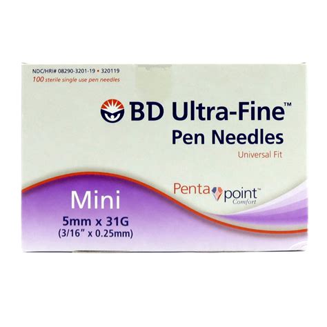 31G x 5mm Pen Needle, Mini Ultrafine III, 100/Box | McGuff Medical Products