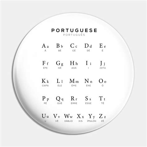 Portuguese Alphabet Chart, Portugal Language Chart, White - Portuguese - Pin | TeePublic