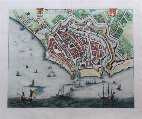 Old map of Vlissingen (Flushing) by Joan Blaeu, 1649 (Town Atlas) Old ...