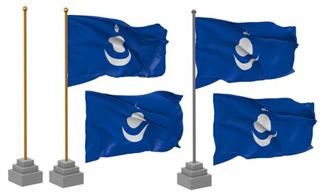 Mongol Empire Flag Waving Different Style With Stand Pole Isolated, 3D Rendering 32064288 PNG