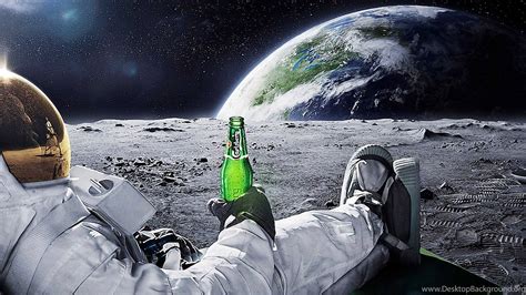 PicZene - Astronaut Drinking Beer On Moon Wallpaper 4k