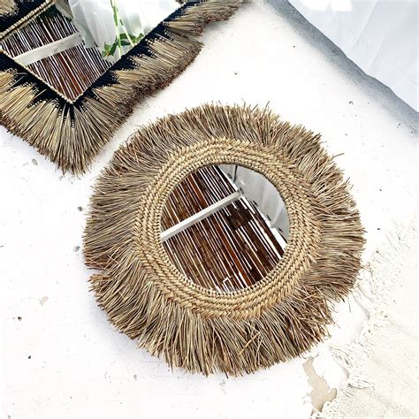 Amazing Natural Round Seagrass Rattan Art Mirror | Round decor, Mirror, Round mirrors