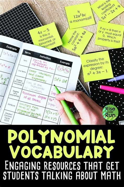 Polynomial Vocabulary Activities | Vocabulary lessons, Teaching algebra ...