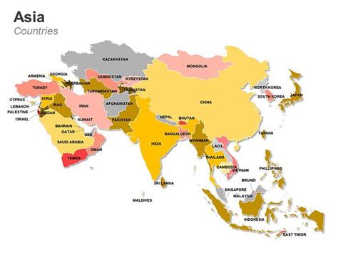 Asia Map With Country Names And Capitals - Zip Code Map