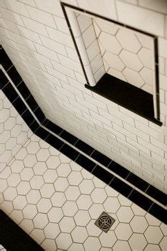 Niche with black trim | Bungalow bathroom, Art deco bathroom tile, Art ...