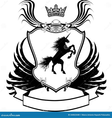 Heraldry Unicorn Coat of Arms Crest Tattoo Stock Vector - Illustration ...