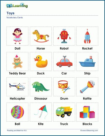 Words for toys & vocabulary cards | K5 Learning