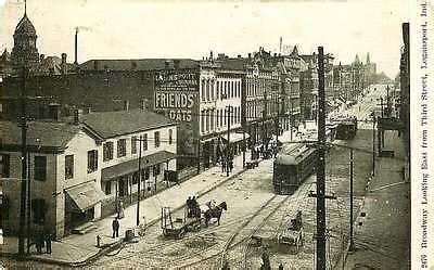 Logansport Indiana IN 1907 Downtown Broadway East from Third St Vintage ...