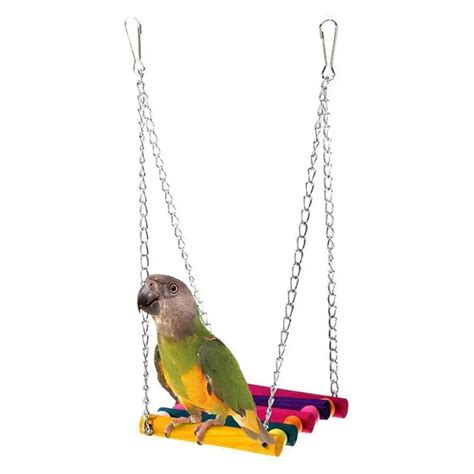 1pcs Parrot Swing Colorful Pet Birds Cage Toys Wooden Parrot Parakeet ...