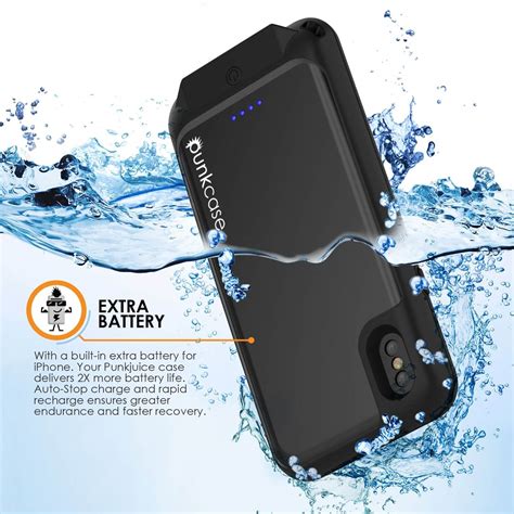 PunkJuice iPhone X Battery Case, Waterproof, IP68 Certified [Ultra Sli