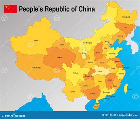 Political Map of the People`s Republic of China with the Division of ...