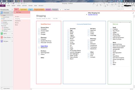 Onenote Checklist Template