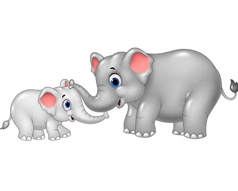 Cartoon Mother And Baby Elephant Bonding Relationship Stock Vector - Image: 63666294