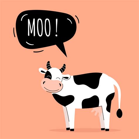 A cute cow says moo. Farm animals. Speech bubble, children's cards ...