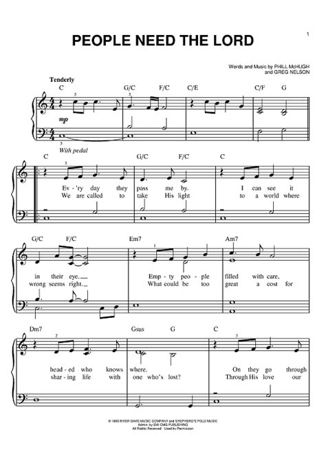 People Need The Lord" Sheet Music by Steve Green for Easy Piano - Sheet Music Now