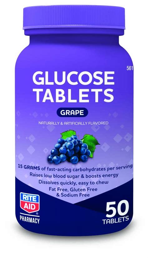 Rite Aid Glucose Tablets Grape 50 Count - Blood Sugar Support