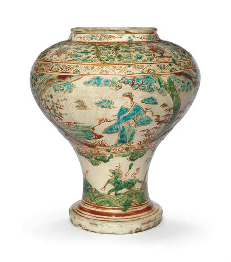 A CIZHOU-TYPE POLYCHROME-DECORATED BALUSTER VASE , MING DYNASTY, 15TH ...