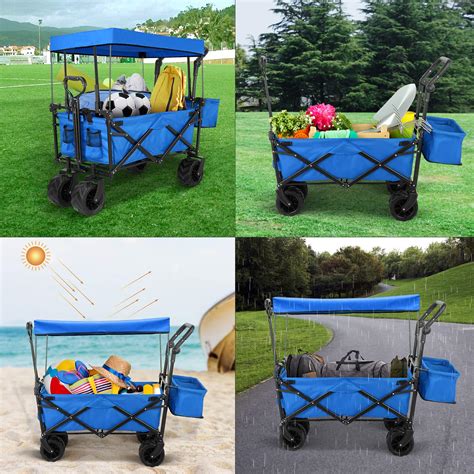 Buy Push and Pull Collapsible Utility Wagon, Heavy Duty Folding Portable Hand Cart with ...