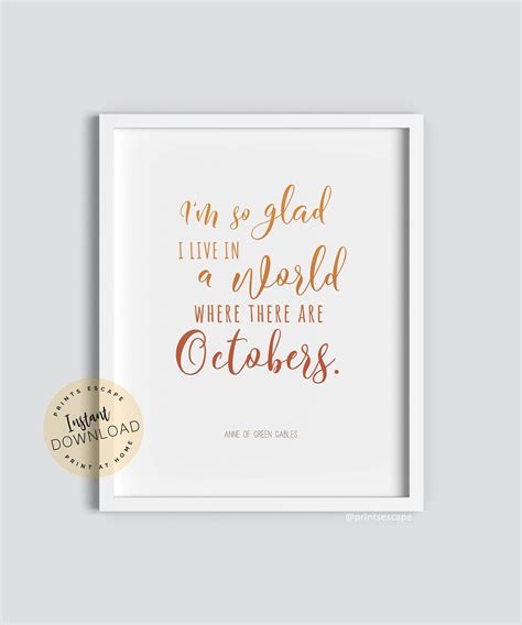 Anne of Green Gables Quote Print, Fall Printable, Autumn Quote Instant Download, Octobers Quote ...