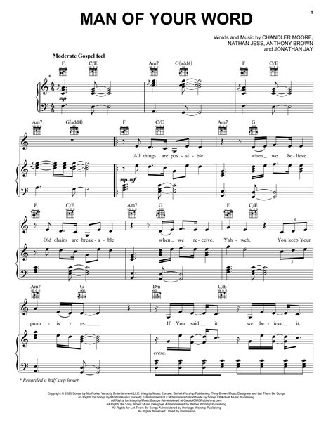 Maverick City Music Man Of Your Word (feat. Chandler Moore & KJ Scriven) Sheet Music Notes ...