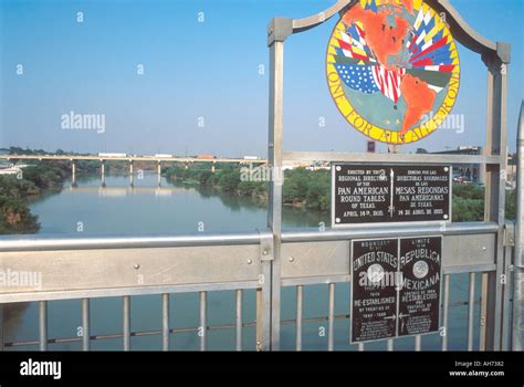 The Rio Grande River at the US Mexico border with a sign in Laredo Texas Stock Photo - Alamy