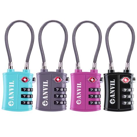 ANVIL TSA Approved Cable Luggage Locks 3 Digit Combination Padlock with ...