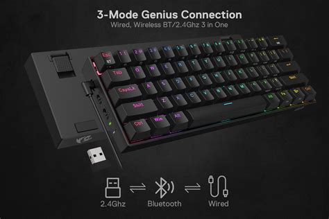 Redragon K530 Draconic 60% Mini Wireless Mechanical Gaming Keyboard ...