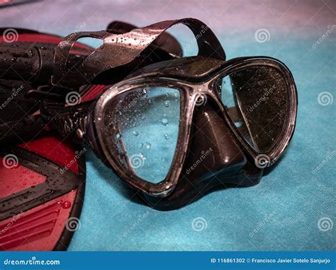 Diving Goggles and Fins.Summer is Coming Stock Photo - Image of mask ...