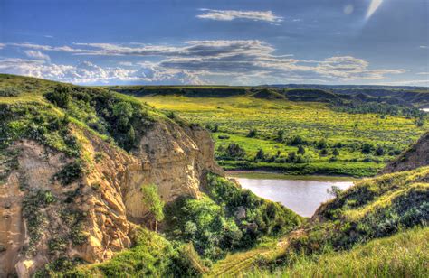 Landscape across the river at Theodore Roosevelt National Park, North Dakota image - Free stock ...