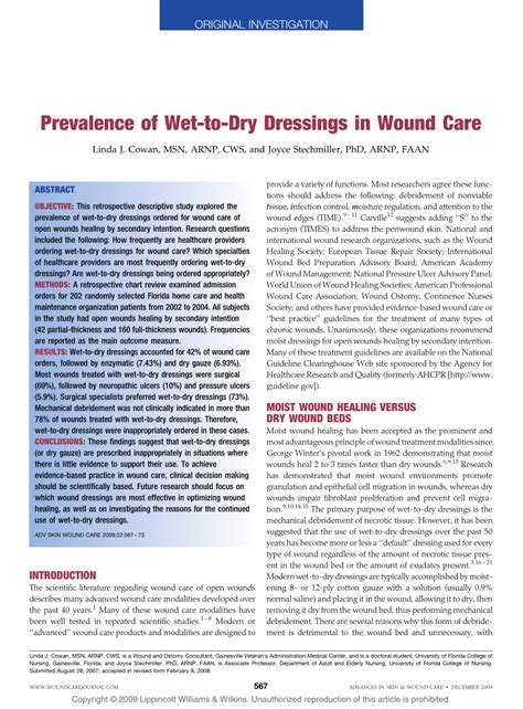 (PDF) Prevalence of Wet-to-Dry Dressings in Wound Care