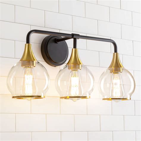 HAHZT Black and Gold Bathroom Vanity Light 3-Lights Bathroom Light ...