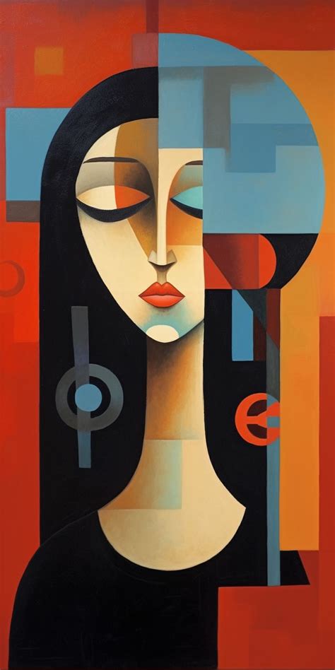 a painting of a woman's face with geometric shapes | Abstract art painting, Abstract painting ...