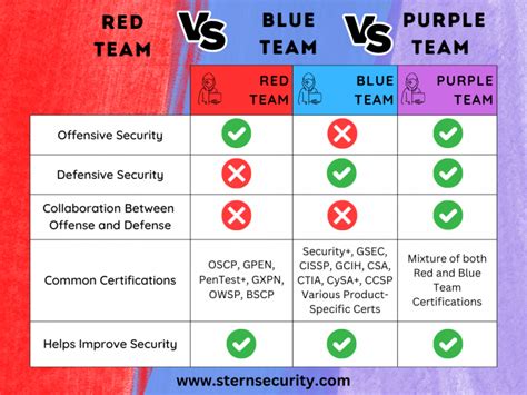 Red Team vs Blue Team vs Purple Team Cybersecurity Roles - Stern Security