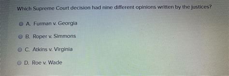 Solved which supreme court decision had nine different | Chegg.com