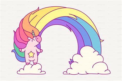 vector Cute rainbow unicorn By WINDmade | TheHungryJPEG