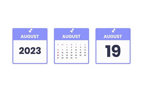 August calendar design. August 19 2023 calendar icon for schedule ...